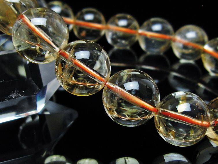 シトリンクォーツ ブレスレット 虹入り 13mm メール便可 一点物 111-56673