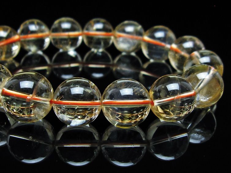 シトリンクォーツ ブレスレット 虹入り 13mm メール便可 一点物 111-56673