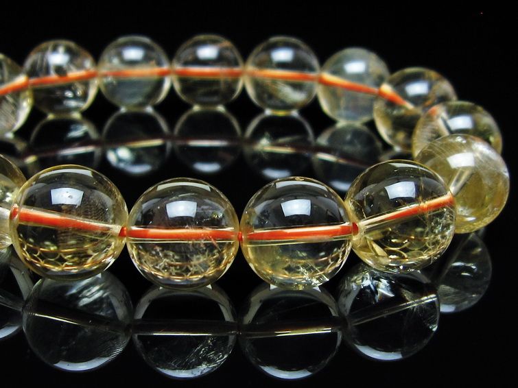 シトリンクォーツ ブレスレット 虹入り 13mm メール便可 一点物 111-56674