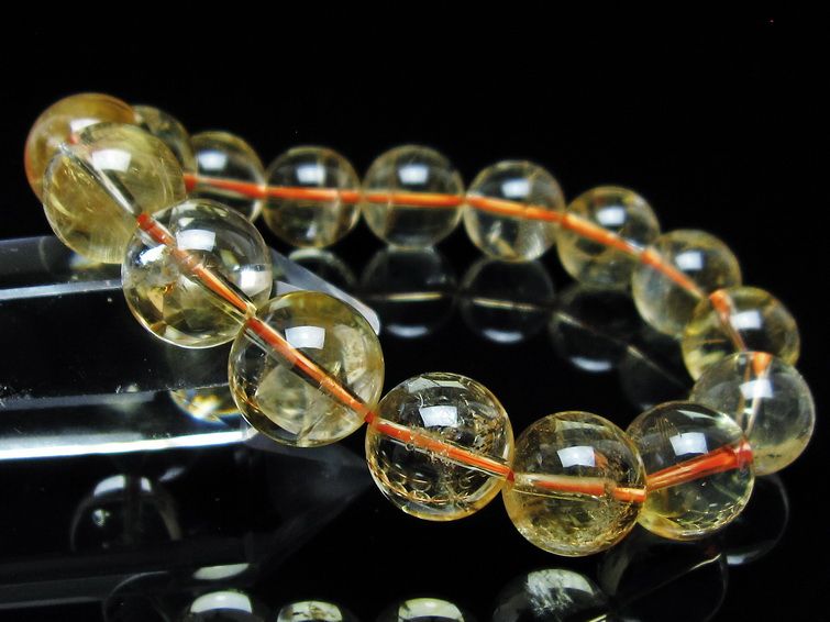 シトリンクォーツ ブレスレット 虹入り 13mm メール便可 一点物 111-56678