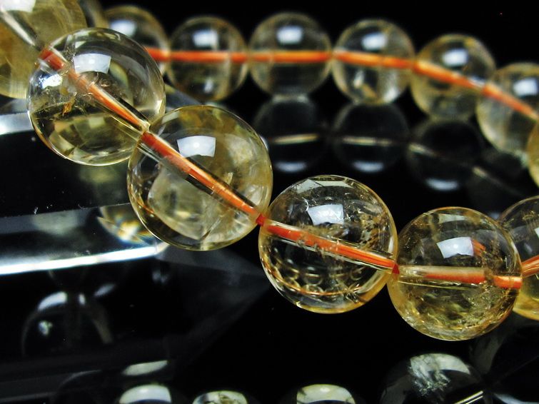 シトリンクォーツ ブレスレット 虹入り 13mm メール便可 一点物 111-56678