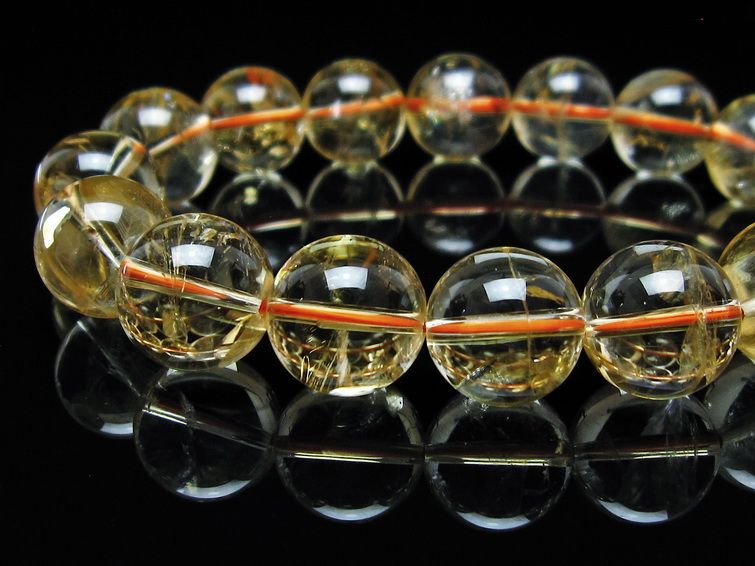 シトリンクォーツ ブレスレット 虹入り 13mm メール便可 一点物 111-56678