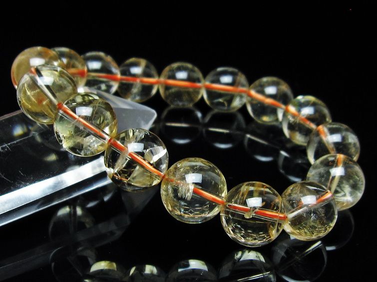 シトリンクォーツ ブレスレット 虹入り 13mm メール便可 一点物 111-56681