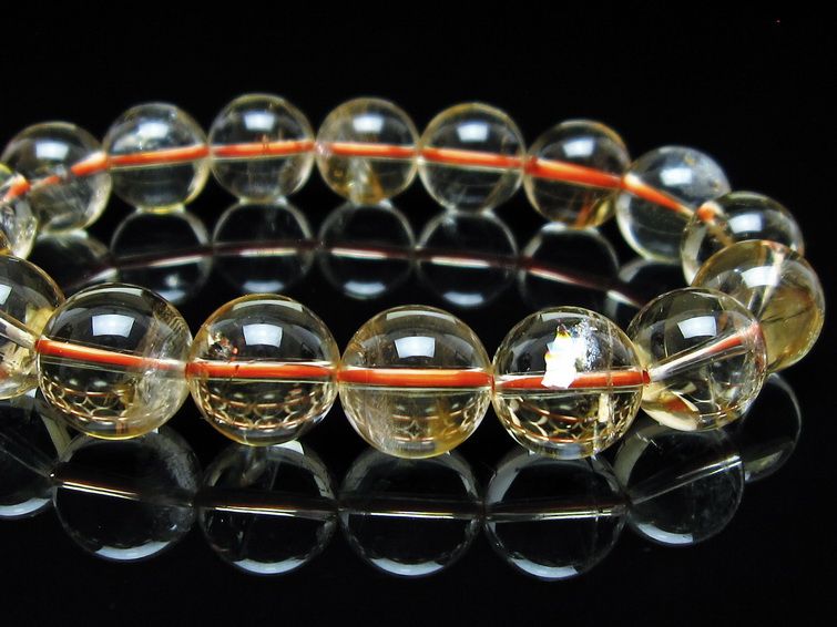 シトリンクォーツ ブレスレット 虹入り 13mm メール便可 一点物 111-56685