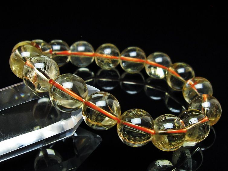 シトリンクォーツ ブレスレット 虹入り 12mm メール便可 一点物 111-56686