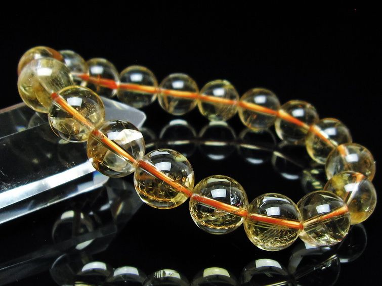シトリンクォーツ ブレスレット 虹入り 12mm メール便可 一点物 111-56687