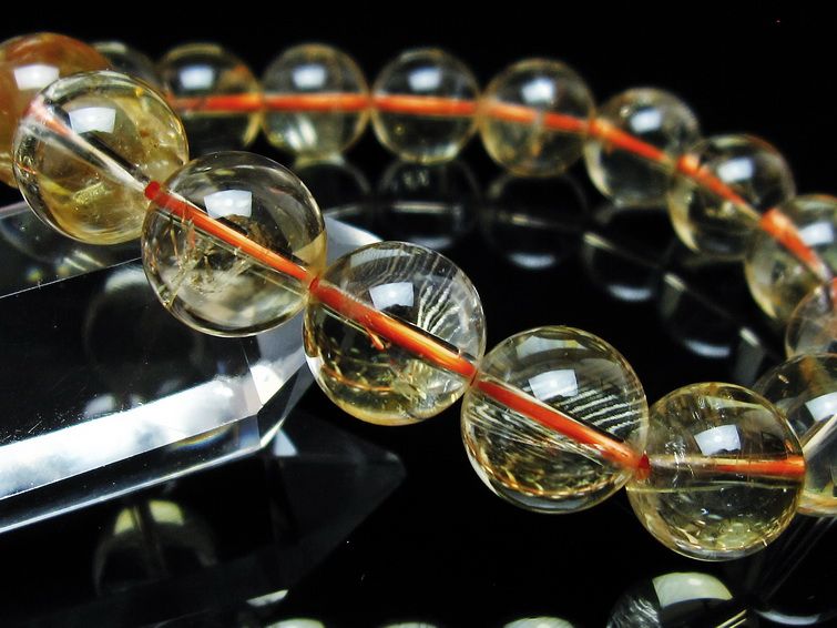 シトリンクォーツ ブレスレット 虹入り 12mm メール便可 一点物 111-56689