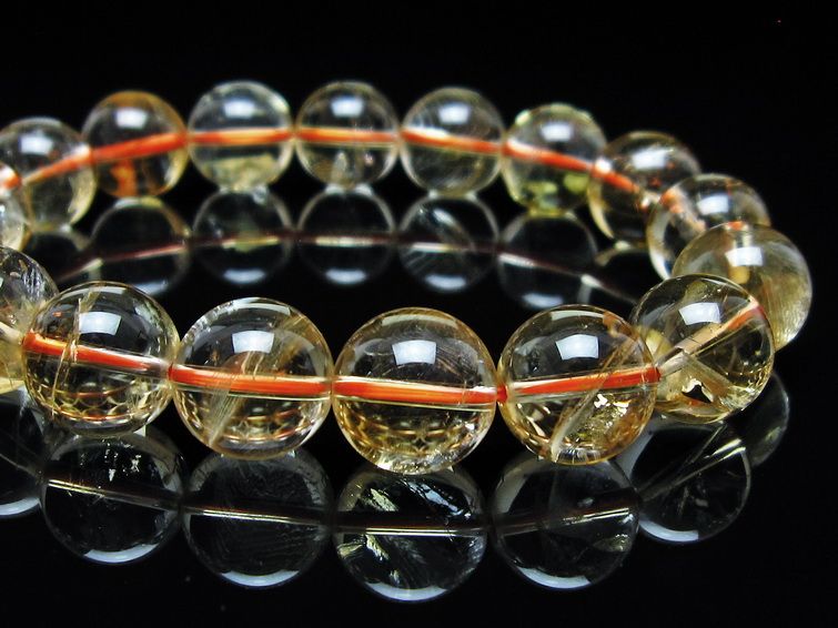 シトリンクォーツ ブレスレット 虹入り 12mm メール便可 一点物 111-56689