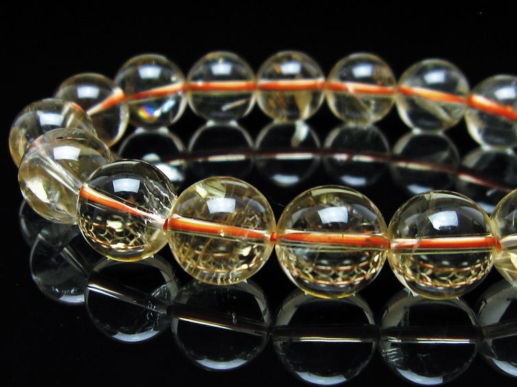 シトリンクォーツ ブレスレット 虹入り 12mm メール便可 一点物 111-56691