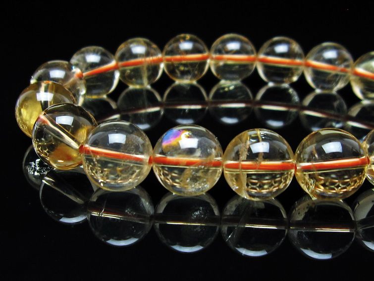シトリンクォーツ ブレスレット 虹入り 12mm メール便可 一点物 111-56697