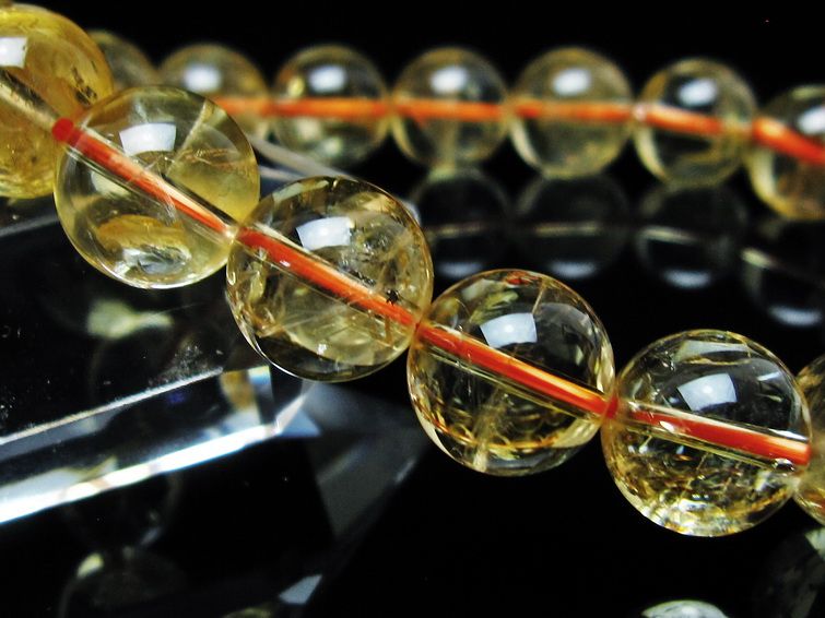 シトリンクォーツ ブレスレット 虹入り 12mm メール便可 一点物 111-56700