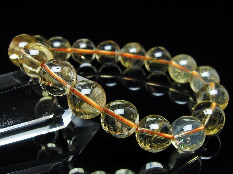 シトリンクォーツ ブレスレット 虹入り 12mm メール便可 一点物 111-56701