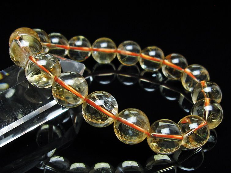 シトリンクォーツ ブレスレット 虹入り 12mm メール便可 一点物 111-56705