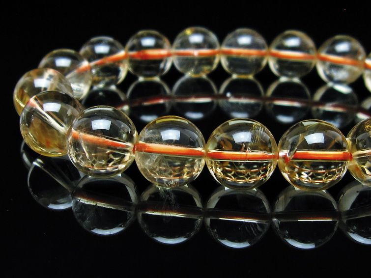 シトリンクォーツ ブレスレット 虹入り 12mm メール便可 一点物 111-56705