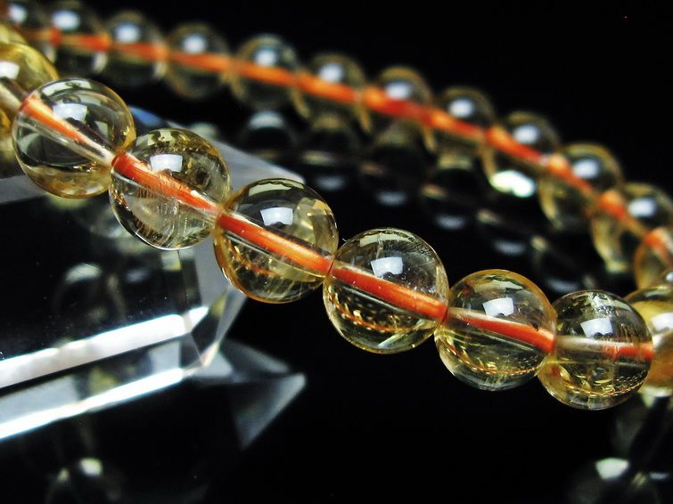シトリンクォーツ ブレスレット 虹入り 7mm メール便可 一点物 111-56745