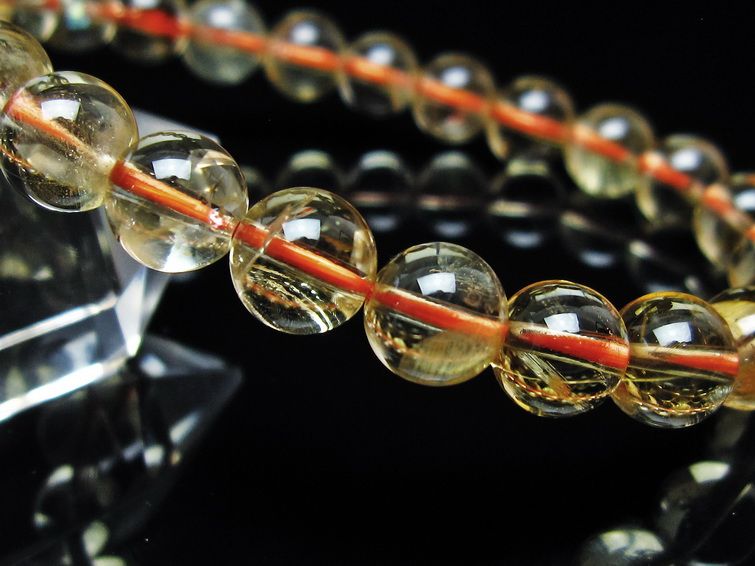 シトリンクォーツ ブレスレット 虹入り 7mm メール便可 一点物 111-56746