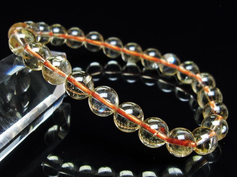 シトリンクォーツ ブレスレット 虹入り 8mm メール便可 一点物 111-56747