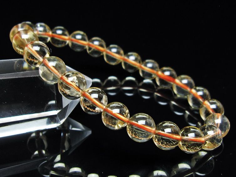 シトリンクォーツ ブレスレット 虹入り 8mm メール便可 一点物 111-56748