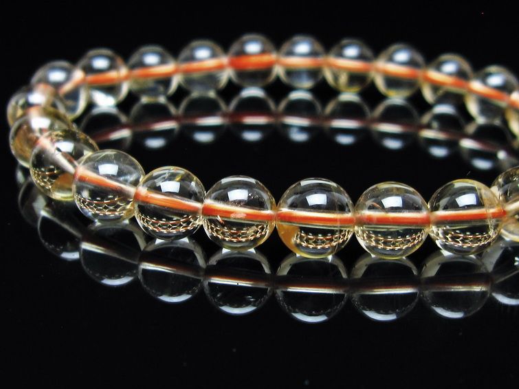シトリンクォーツ ブレスレット 虹入り 8mm メール便可 一点物 111-56748
