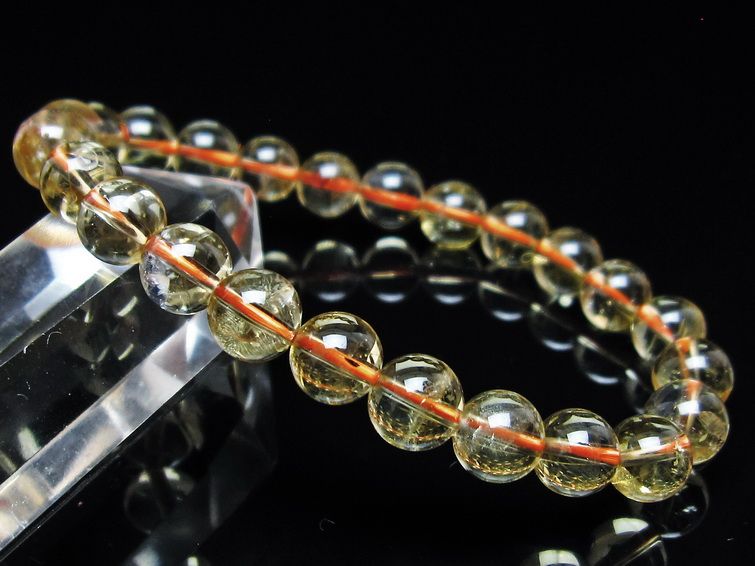 シトリンクォーツ ブレスレット 虹入り 8mm メール便可 一点物 111-56752