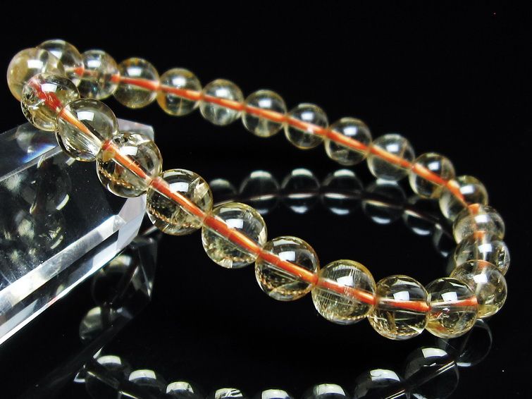 シトリンクォーツ ブレスレット 虹入り 8mm メール便可 一点物 111-56756