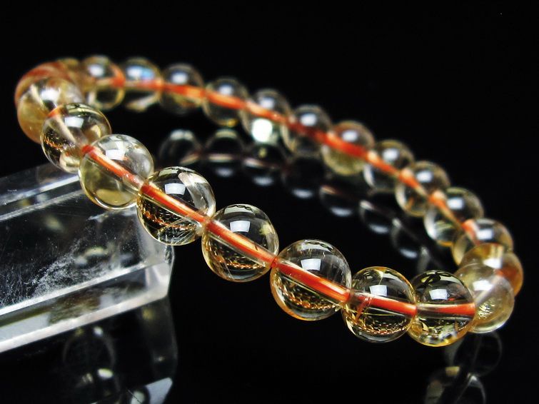 シトリンクォーツ ブレスレット 虹入り 8mm メール便可 一点物 111-56758