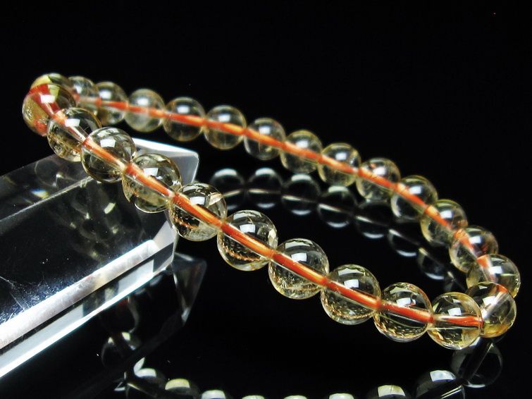 シトリンクォーツ ブレスレット 虹入り 7mm メール便可 一点物 111-56773