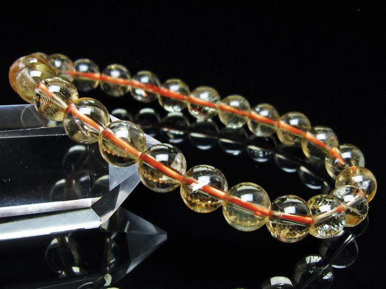 シトリンクォーツ ブレスレット 虹入り 7mm メール便可 一点物 111-56776