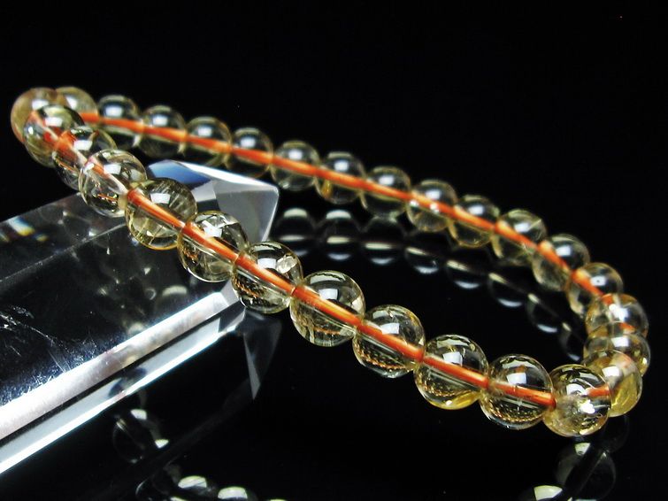 シトリンクォーツ ブレスレット 虹入り 7mm メール便可 一点物 111-56781