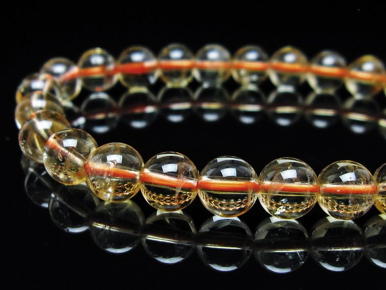 シトリンクォーツ ブレスレット 虹入り 7mm メール便可 一点物 111-56784