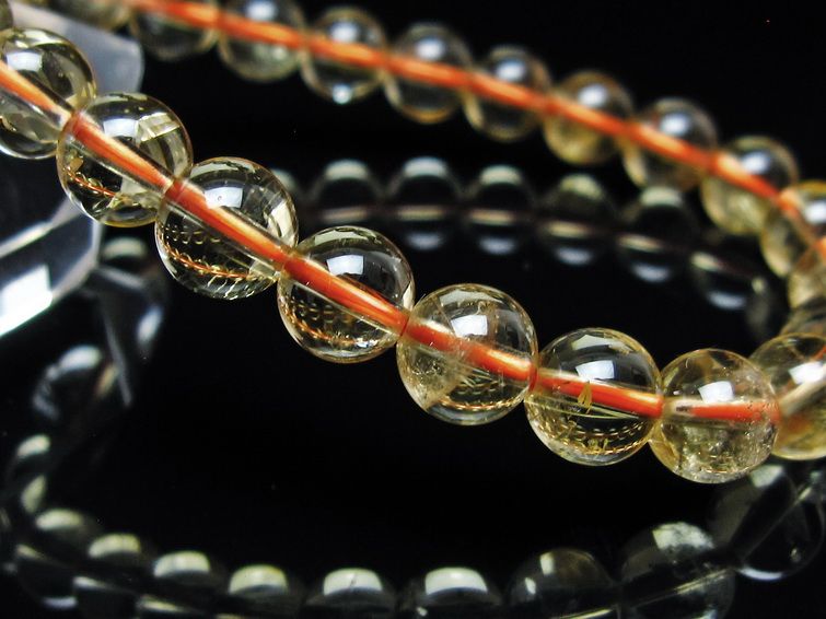 シトリンクォーツ ブレスレット 虹入り 7mm メール便可 一点物 111-56785