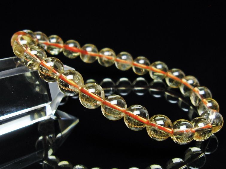 シトリンクォーツ ブレスレット 虹入り 7mm メール便可 一点物 111-56789