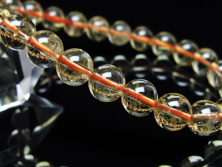 シトリンクォーツ ブレスレット 虹入り 7mm メール便可 一点物 111-56789