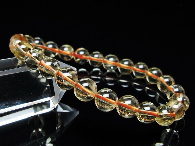 シトリンクォーツ ブレスレット 虹入り 7mm メール便可 一点物 111-56791