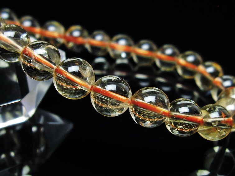 シトリンクォーツ ブレスレット 虹入り 7mm メール便可 一点物 111-56791