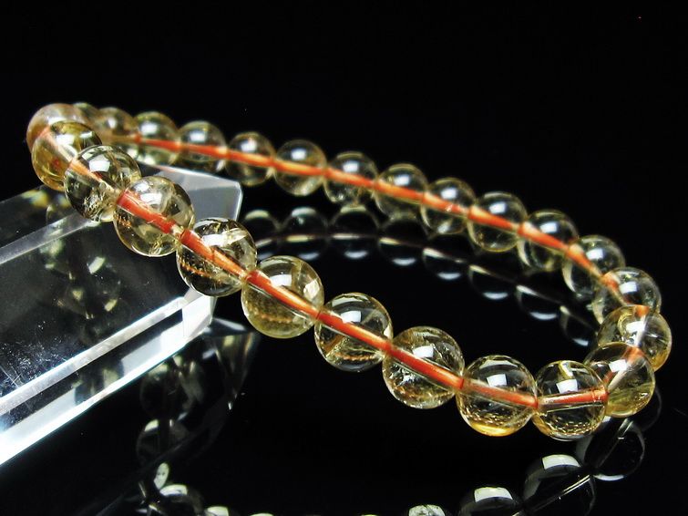シトリンクォーツ ブレスレット 虹入り 7mm メール便可 一点物 111-56795