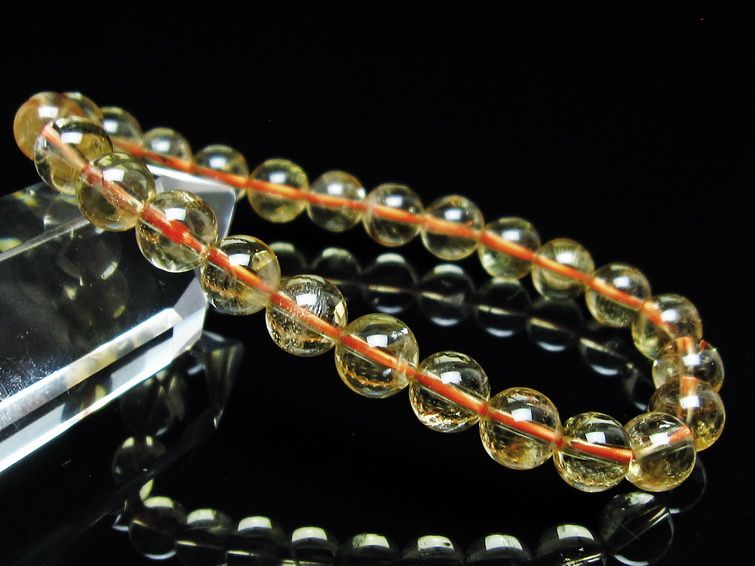 シトリンクォーツ ブレスレット 虹入り 7mm メール便可 一点物 111-56802