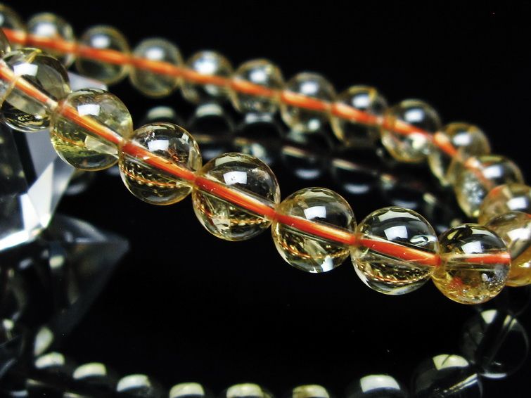 シトリンクォーツ ブレスレット 虹入り 7mm メール便可 一点物 111-56809
