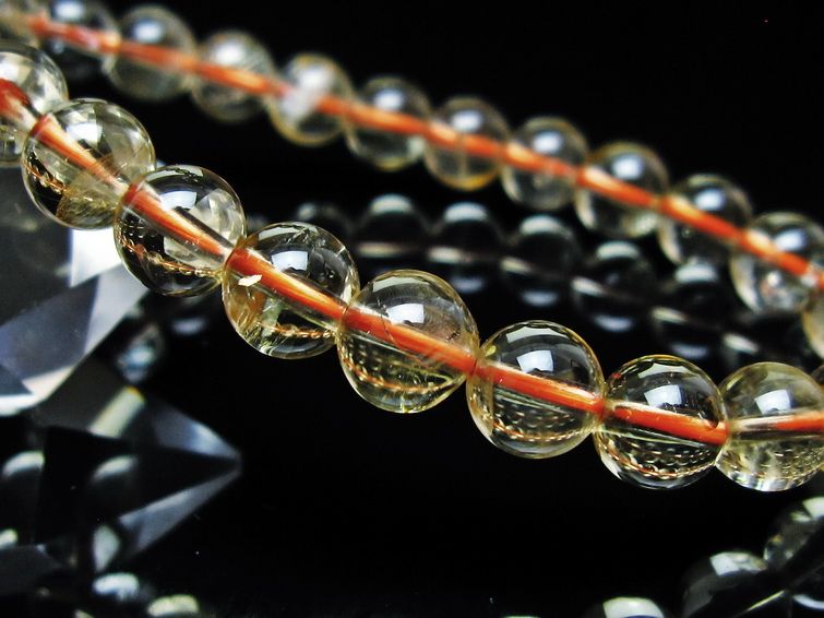 シトリンクォーツ ブレスレット 虹入り 7mm メール便可 一点物 111-56815