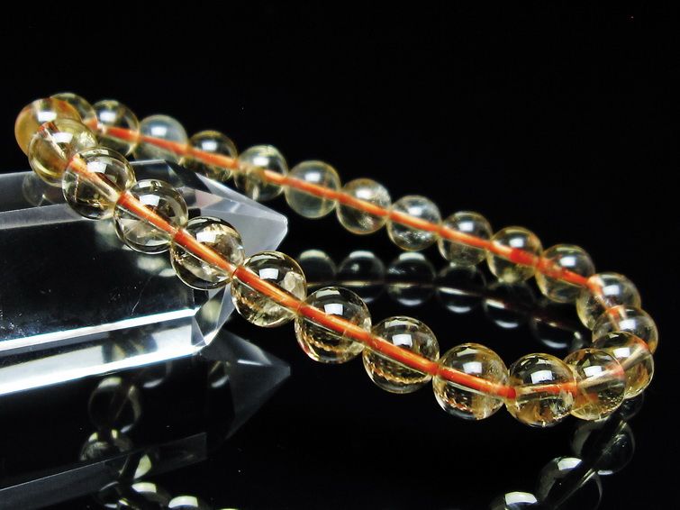 シトリンクォーツ ブレスレット 虹入り 7mm メール便可 一点物 111-56817