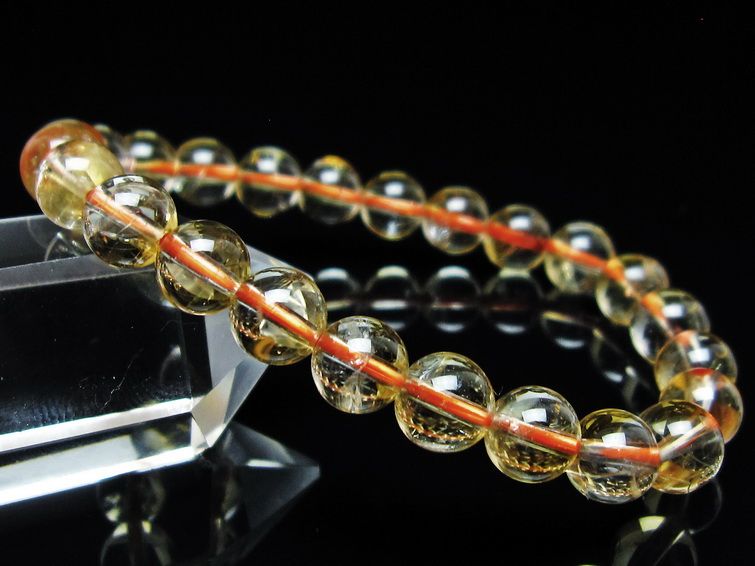 シトリンクォーツ ブレスレット 虹入り 7mm メール便可 一点物 111-56824