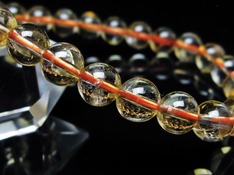 シトリンクォーツ ブレスレット 虹入り 7mm メール便可 一点物 111-56824