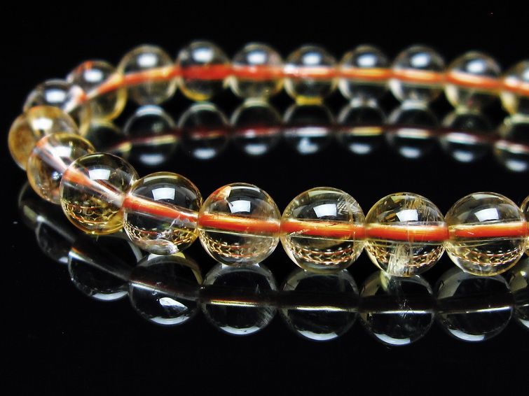 シトリンクォーツ ブレスレット 虹入り 7mm メール便可 一点物 111-56824