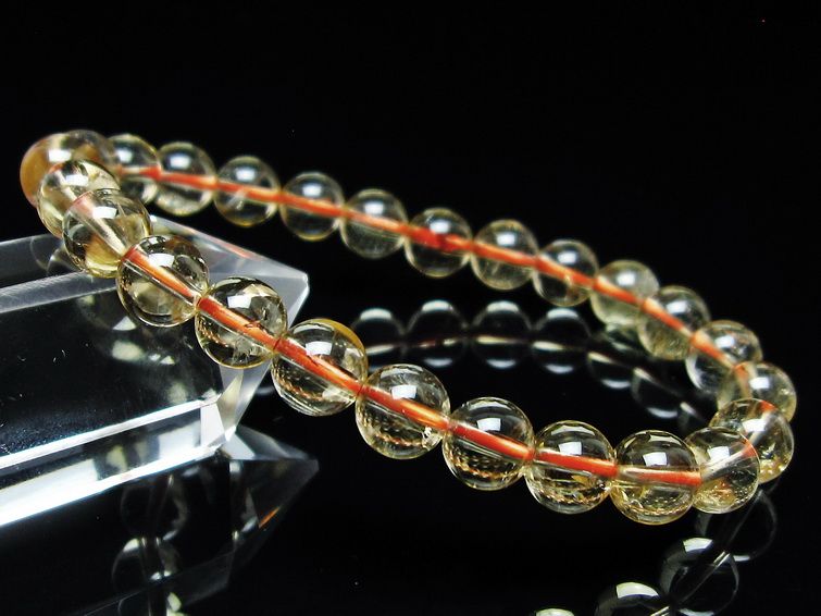 シトリンクォーツ ブレスレット 虹入り 7mm メール便可 一点物 111-56832