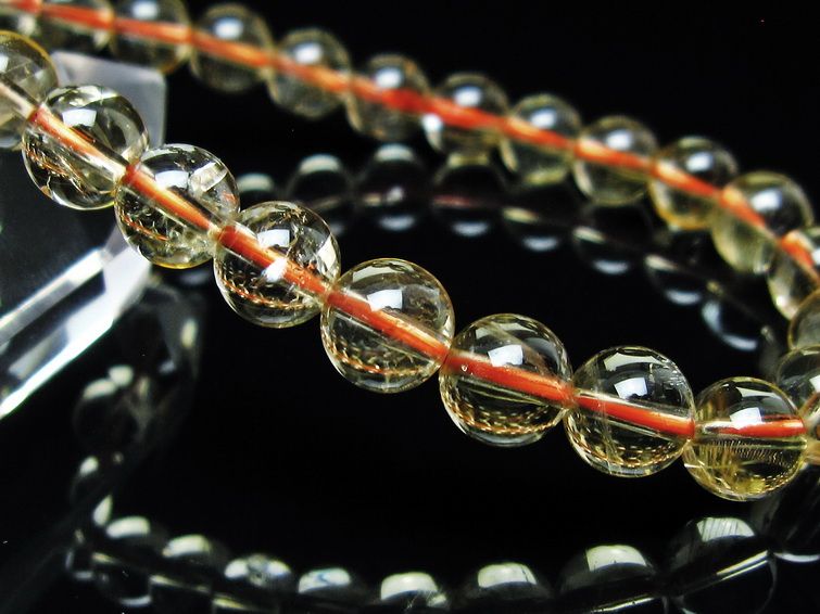 シトリンクォーツ ブレスレット 虹入り 7mm メール便可 一点物 111-56833
