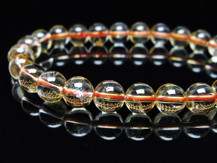 シトリンクォーツ ブレスレット 虹入り 7mm メール便可 一点物 111-56837