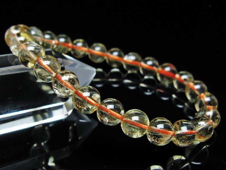 シトリンクォーツ ブレスレット 虹入り 7mm メール便可 一点物 111-56838