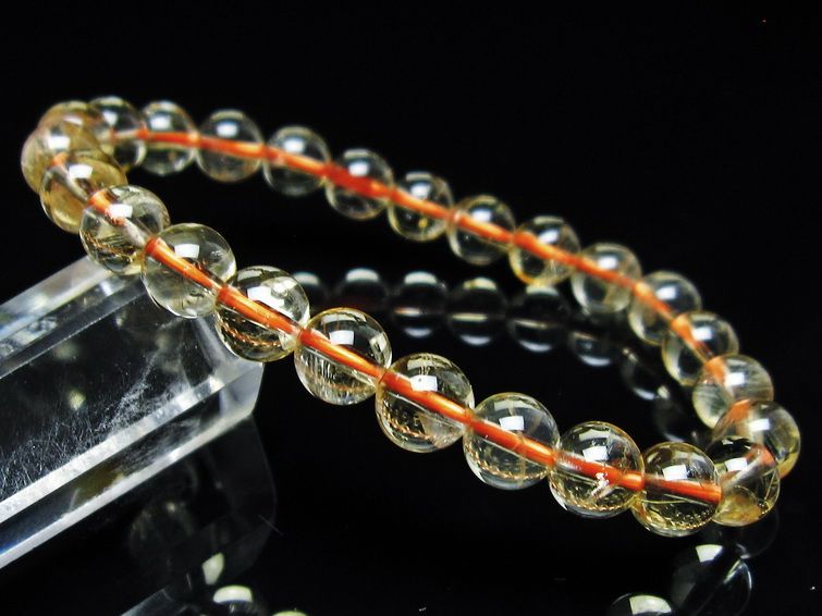 シトリンクォーツ ブレスレット 虹入り 7mm メール便可 一点物 111-56839