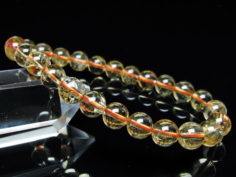 シトリンクォーツ ブレスレット 虹入り 7mm メール便可 一点物 111-56841