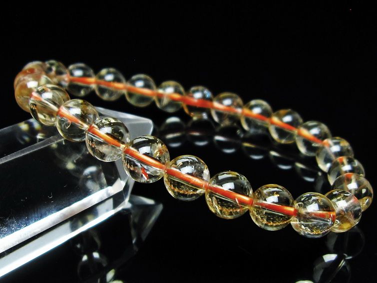 シトリンクォーツ ブレスレット 虹入り 7mm メール便可 一点物 111-56844